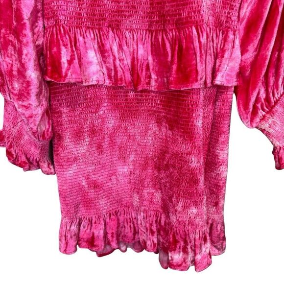 LoveShackFancy Velvet Roses Evan Dress Grenadine Size Medium Pink - Picture 7 of 9